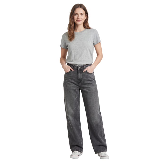 Charcoal - Wide Leg Jeans