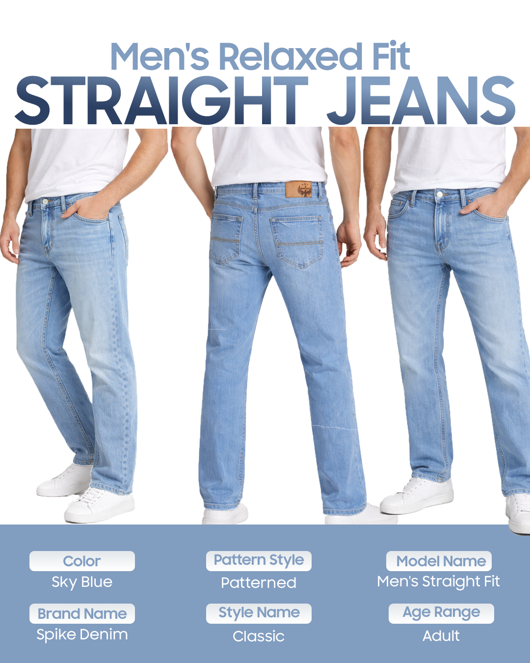 Sky Blue - Straight Fit Jeans