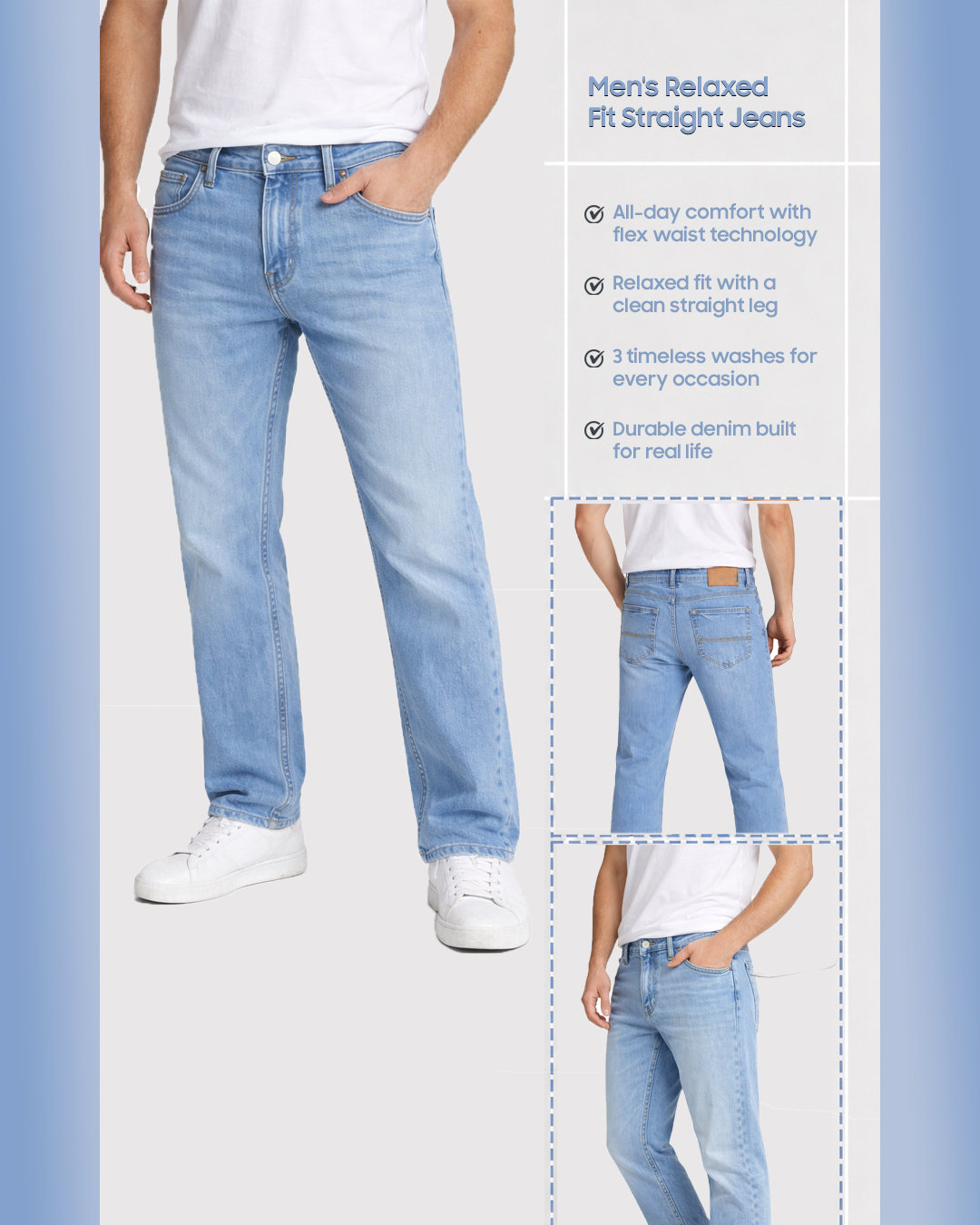 Sky Blue - Straight Fit Jeans