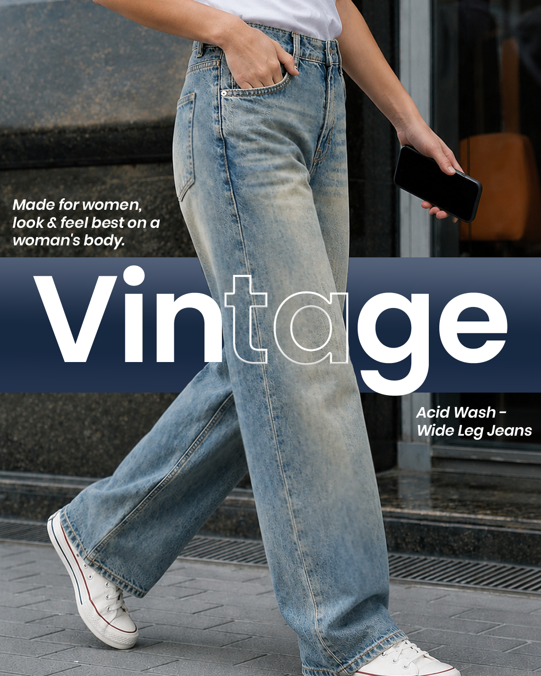 Vintage Acid Wash - Wide Leg Jeans