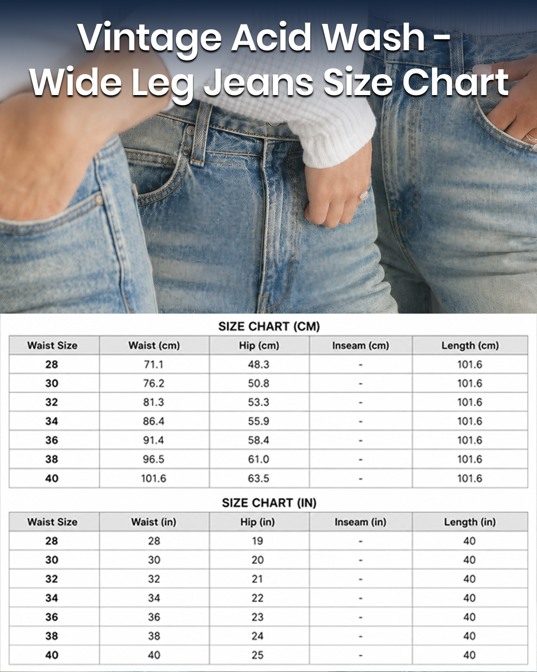 Vintage Acid Wash - Wide Leg Jeans