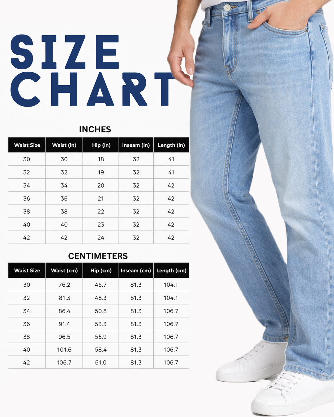 Sky Blue - Straight Fit Jeans