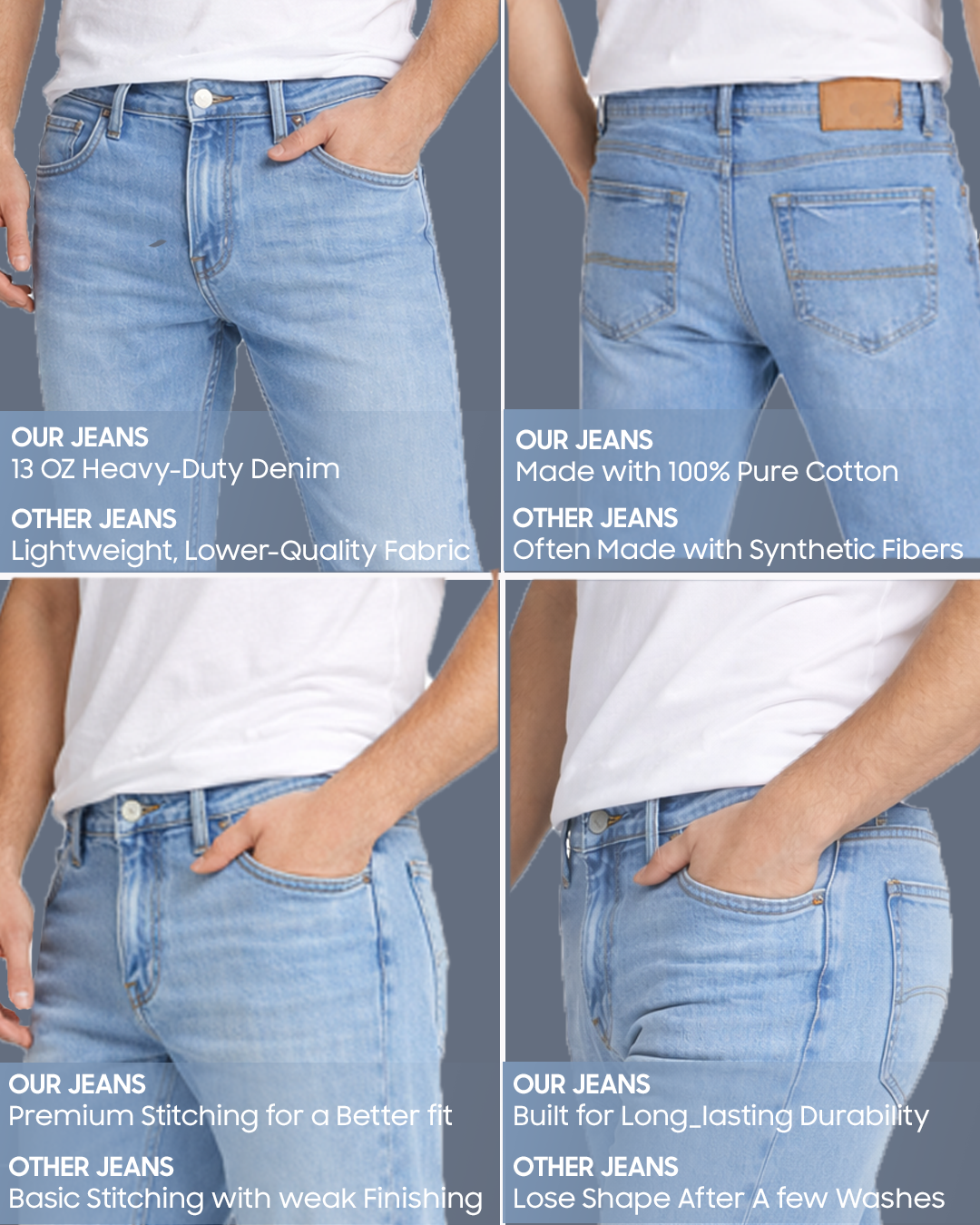 Sky Blue - Straight Fit Jeans