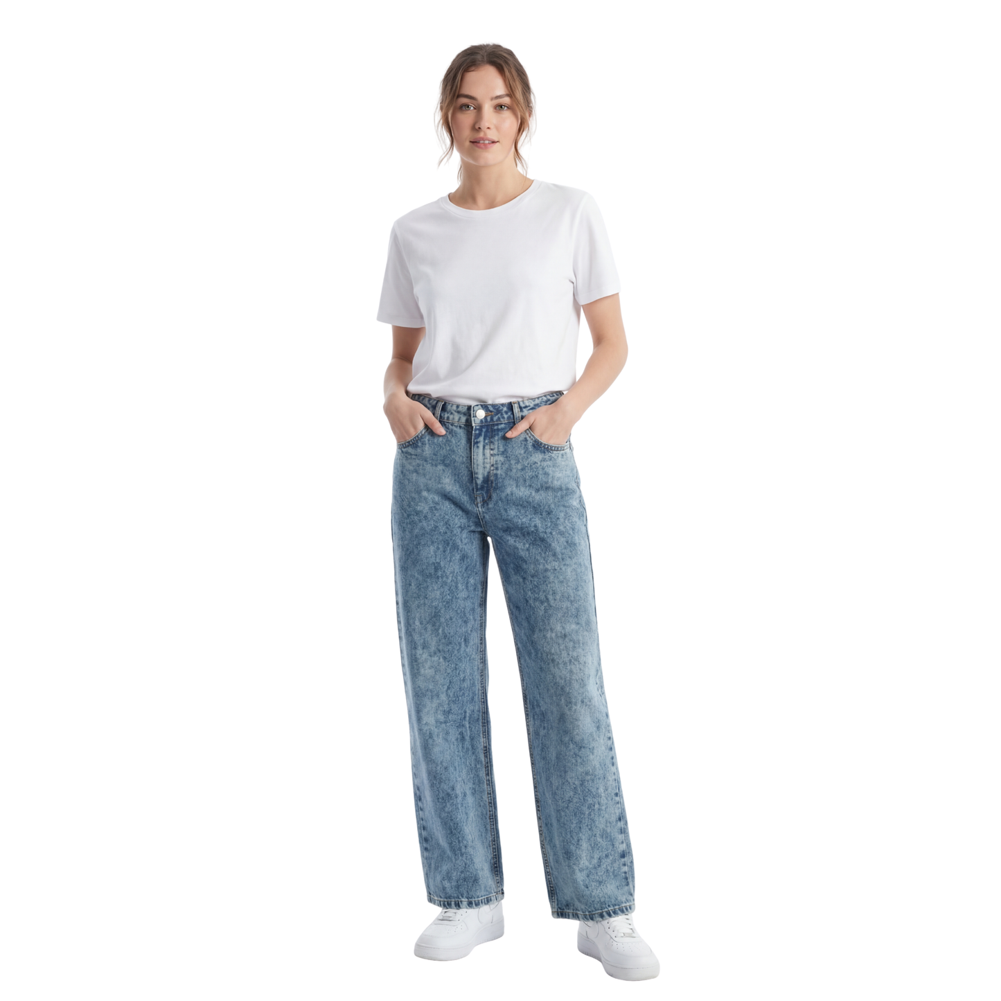 Soft Tinted Blue - Wide Leg Jeans