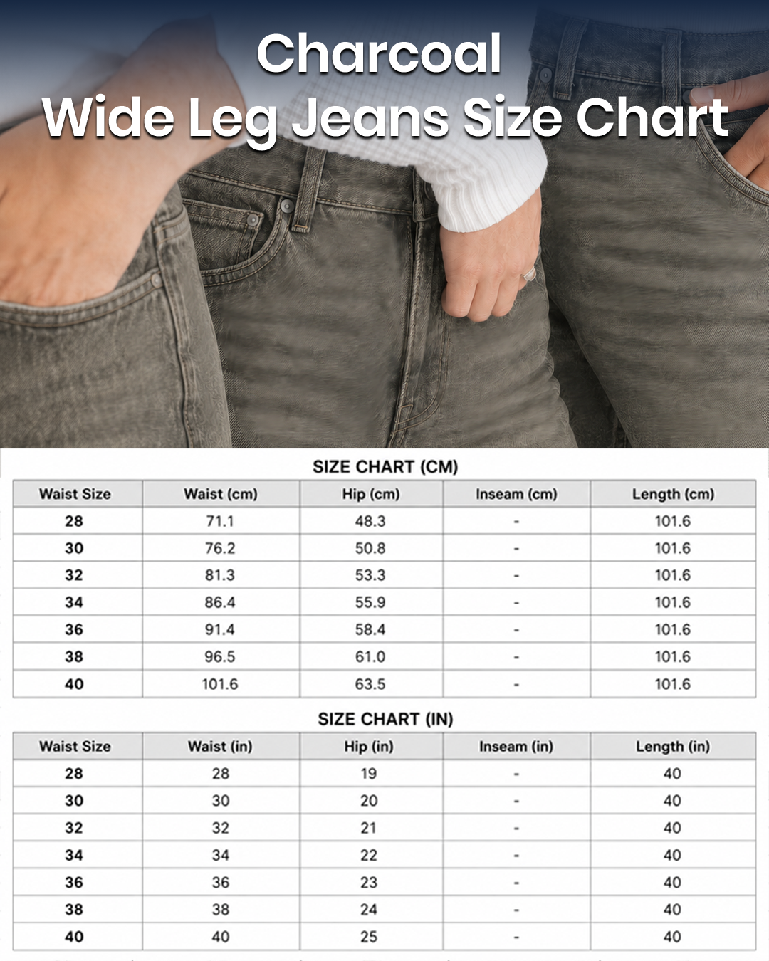 Charcoal - Wide Leg Jeans