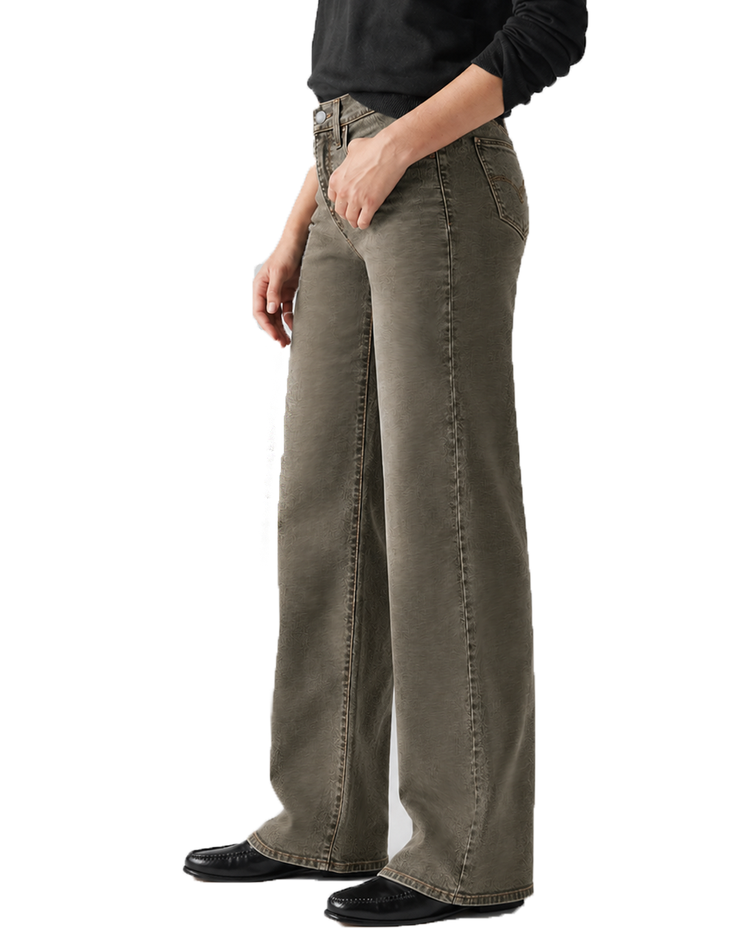 Charcoal - Wide Leg Jeans