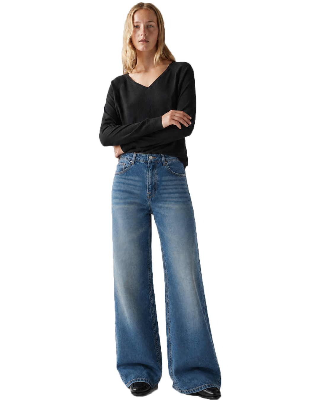 Deep Ocean Blue - Wide Leg Jeans