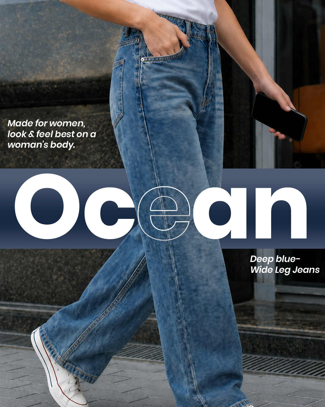Deep Ocean Blue - Wide Leg Jeans