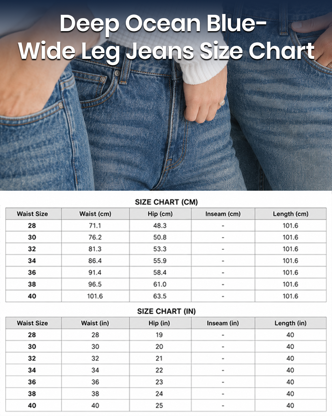 Deep Ocean Blue - Wide Leg Jeans