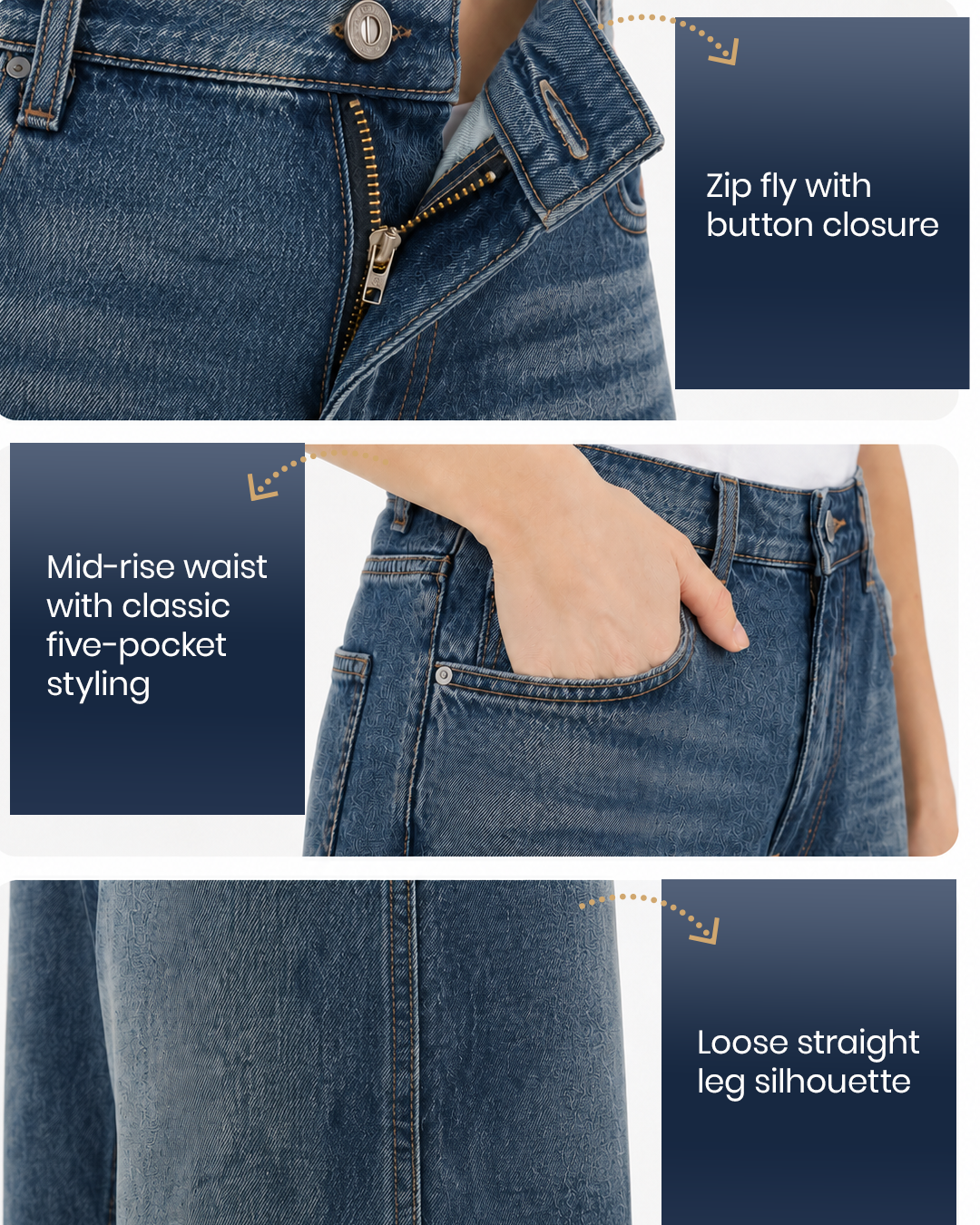 Deep Ocean Blue - Wide Leg Jeans
