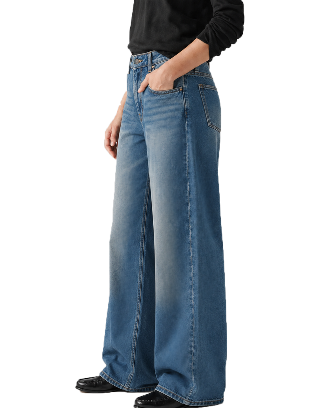 Deep Ocean Blue - Wide Leg Jeans