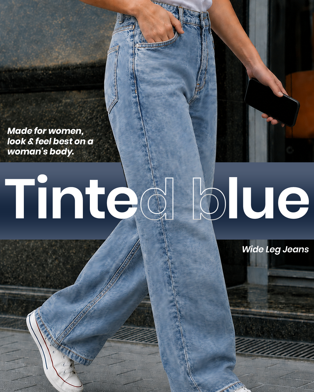 Soft Tinted Blue - Wide Leg Jeans