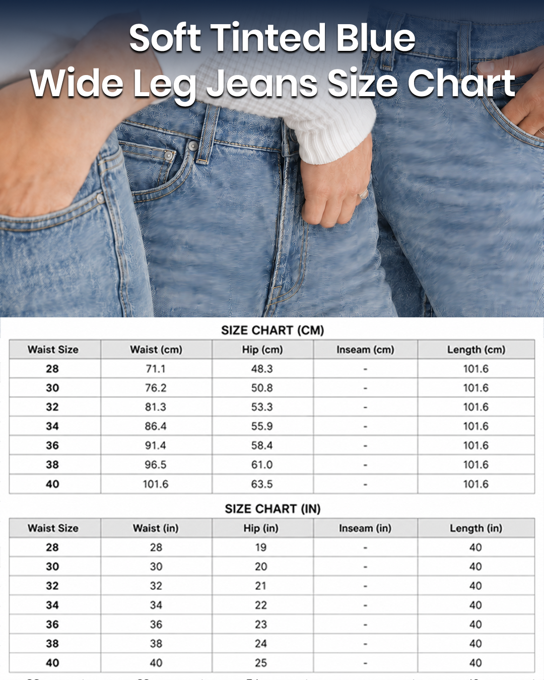 Soft Tinted Blue - Wide Leg Jeans
