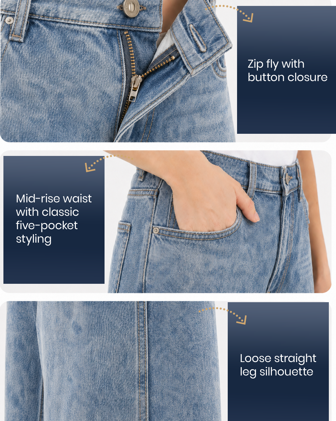 Soft Tinted Blue - Wide Leg Jeans